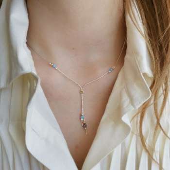 Серебряное колье с опалом иск. и голдфилд Y01N2065OP