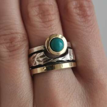 Серебряное кольцо с бирюзой и золотом MVR1222GTQ