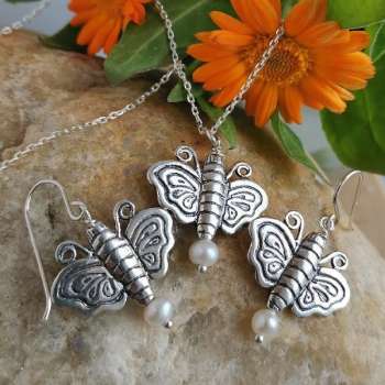 Серебряное колье с жемчугом 01N502PL