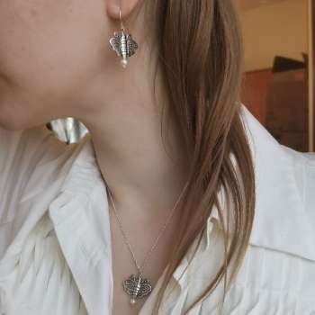 Серебряное колье с жемчугом 01N502PL