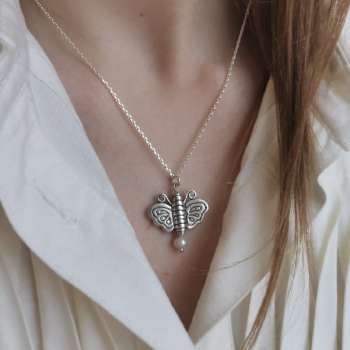 Серебряное колье с жемчугом 01N502PL