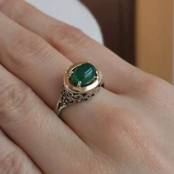 Серебряное кольцо с халцедоном и золотом MVR1575GHL/1