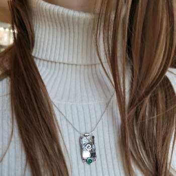 Серебряное колье с халцедоном 01N101HL