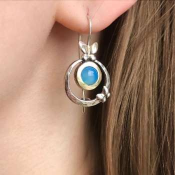 Серебряные серьги с халцедоном и золотом MVE642GHL