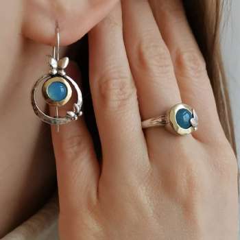 Серебряные серьги с халцедоном и золотом MVE642GHL