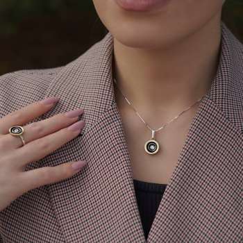 Серебряное колье с куб.цирконом и золотом MVN1464GCZ/1