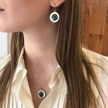 Серебряное колье с бирюзой 01N2651TQ