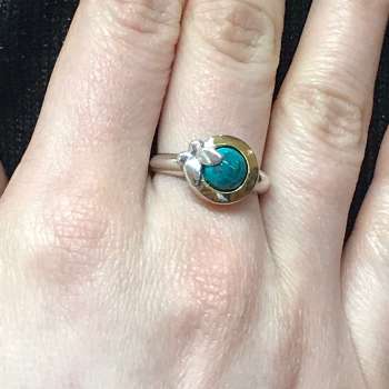 Серебряное кольцо с бирюзой и золотом MVR642GTQ