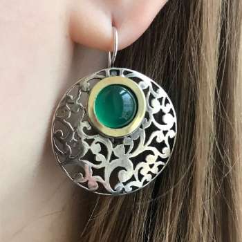 Серебряные серьги с халцедоном и золотом MVE1037GHL