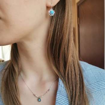 Серебряное колье с опалом иск. 01N851OP