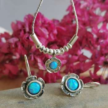 Серебряное колье с опалом иск. 01N851OP