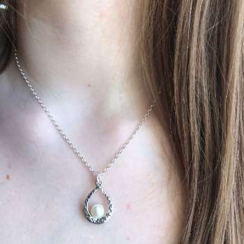 Серебряное колье с жемчугом 01N3814PL