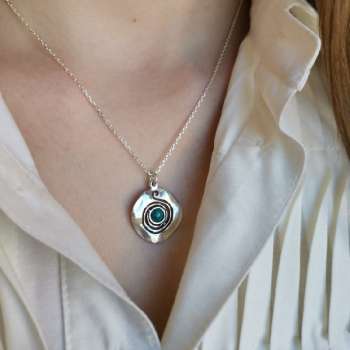 Серебряное колье с бирюзой 01N2052TQ