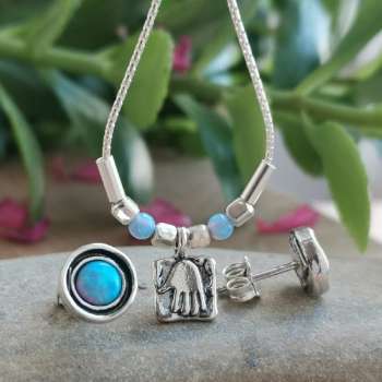 Серебряное колье с опалом иск. 01N213OP