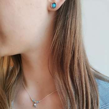 Серебряное колье с опалом иск. 01N213OP