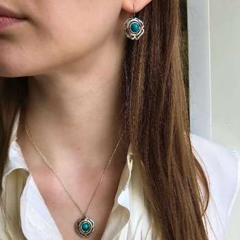 Серебряные серьги с бирюзой и золотом MVE1324GTQ