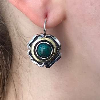 Серебряные серьги с бирюзой и золотом MVE1324GTQ