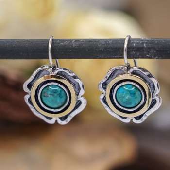 Серебряные серьги с бирюзой и золотом MVE1324GTQ