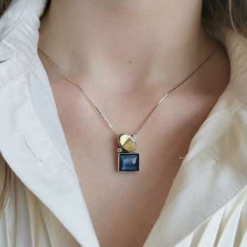 Серебряное колье с кианитом, куб.цирконом и золотом MVN1356GKTCZ