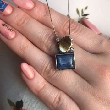 Серебряное колье с кианитом, куб.цирконом и золотом MVN1356GKTCZ