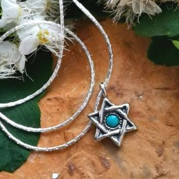 Серебряное колье с бирюзой 01N2278TQ