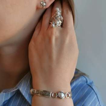 Серебряное кольцо с жемчугом 01R2350PL