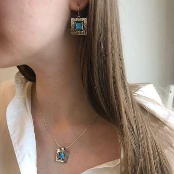 Серебряное колье с опалом иск. 01N394OP