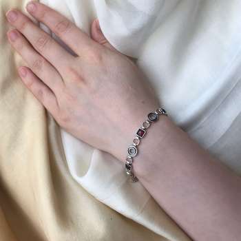 Серебряный браслет с гранатом 01B366GR