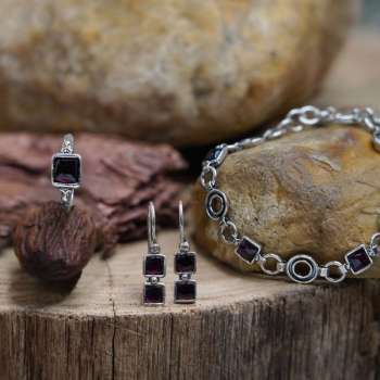 Серебряный браслет с гранатом 01B366GR