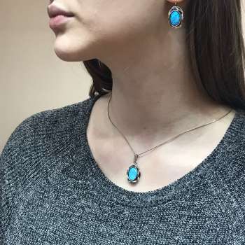 Серебряное колье с опалом иск. MVN1116OP