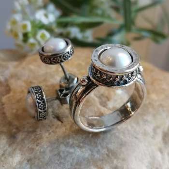 Серебряное кольцо с жемчугом 01R527PL