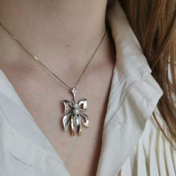 Серебряное колье с жемчугом и золотом MVN324GPL