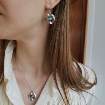 Серебряное колье с опалом иск. 01N2052OP/1