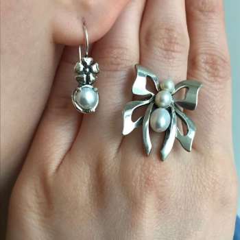 Серебряное кольцо с жемчугом MVR324PL