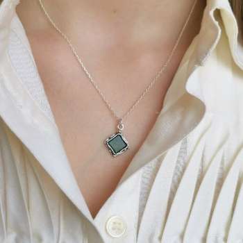 Серебряное колье с авантюрином 01N1656AV