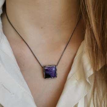 Серебряное колье с чароит 01N383CHRT/1