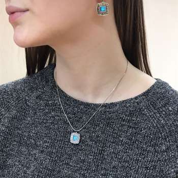 Серебряное колье с опалом иск. 01N612OP