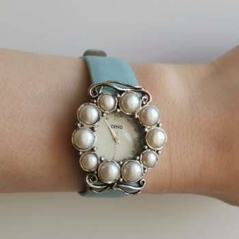 Серебряные часы с жемчугом 01W691BLPL