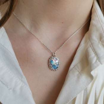Серебряное колье с рим.стеклом и патиной RGN2094021