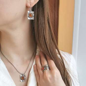 Серебряное колье с агатом 01N696AG