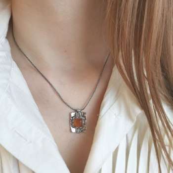 Серебряное колье с агатом 01N696AG