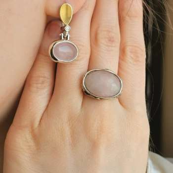 Серебряное кольцо с розовым кварцем 01R1202QZ