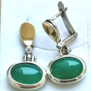 Серебряные серьги с халцедоном и золотом MVE1200GHL