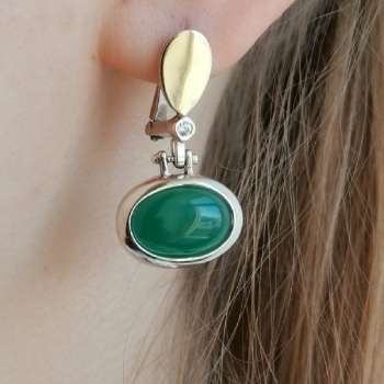 Серебряные серьги с халцедоном и золотом MVE1200GHL