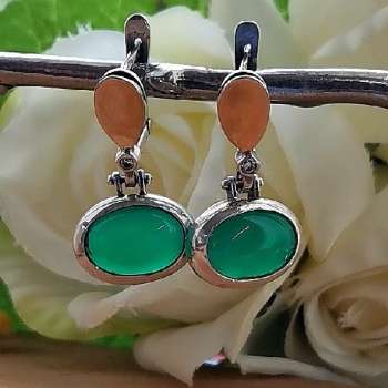 Серебряные серьги с халцедоном и золотом MVE1200GHL