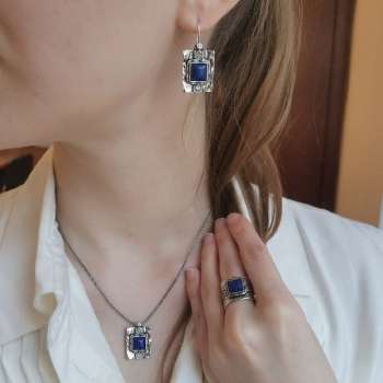 Серебряное кольцо с лазуритом 01R438LZ