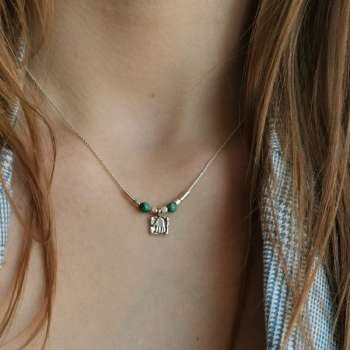 Серебряное колье с бирюзой 01N213TQ