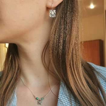 Серебряное колье с бирюзой 01N213TQ
