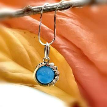 Серебряное колье с халцедоном, куб.цирконом и золотом MVN1536GHL