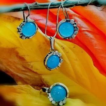 Серебряное колье с халцедоном, куб.цирконом и золотом MVN1536GHL